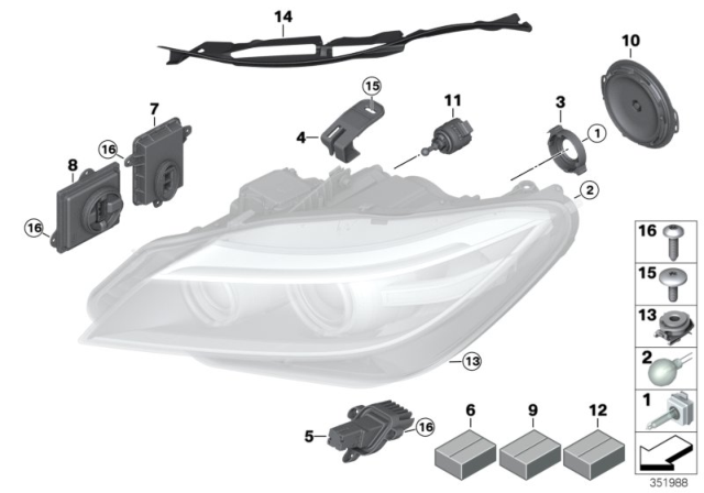2013 BMW Z4 Single Components For Headlight Diagram 2