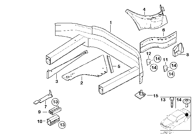 2000 BMW Z8 Mounting Parts For Trunk Floor Panel Diagram