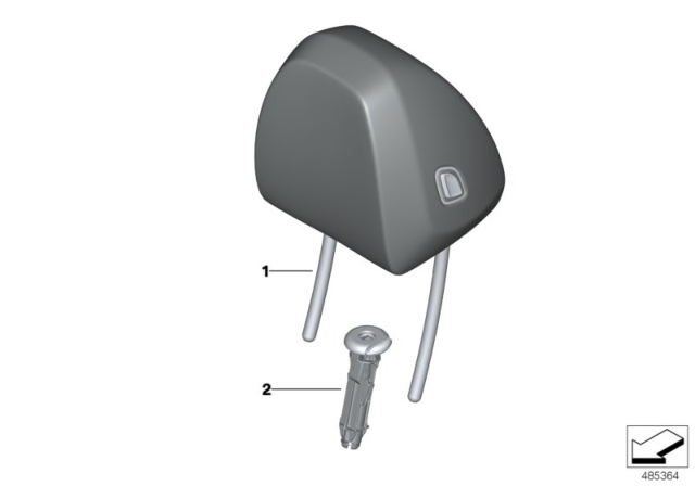 2018 BMW 530e Seat, Front, Head Restraint Diagram 2