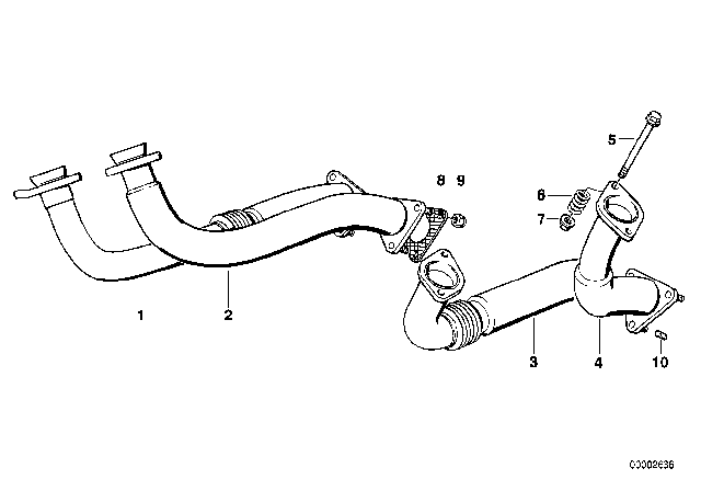 1991 BMW 750iL Exhaust Pipe Diagram