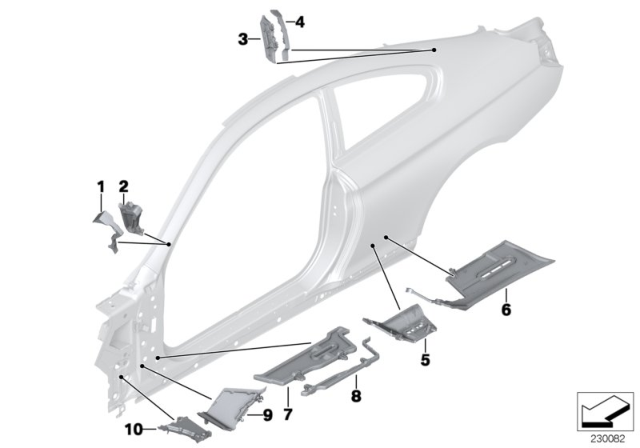 2017 BMW M6 Cavity Shielding, Side Frame Diagram