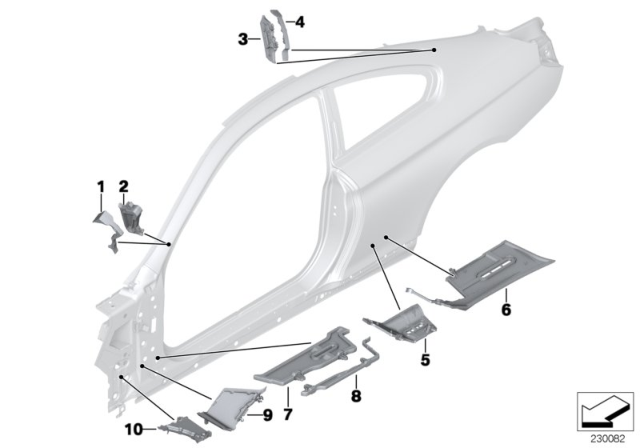 2018 BMW M6 Cavity Shielding, Side Frame Diagram