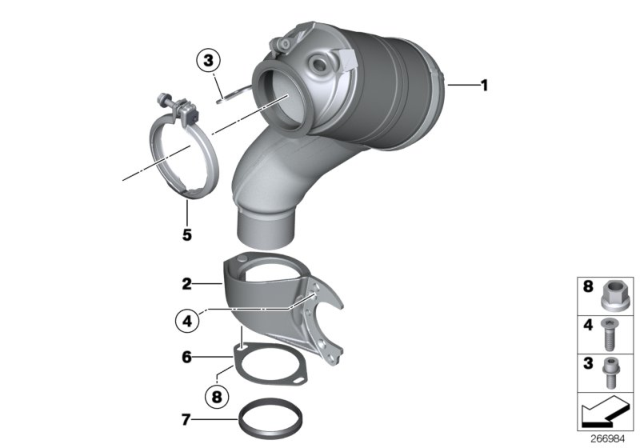 2013 BMW M5 Exchange Catalytic Converter Close To Engine Diagram for 18327848149