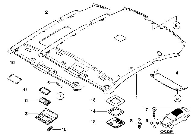 2005 BMW M3 Headlining Diagram