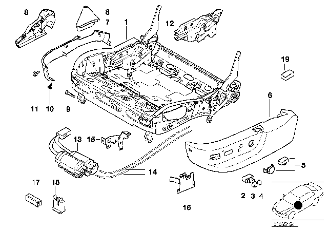 2002 BMW 525i Front Seat Frame / Covers Diagram 2