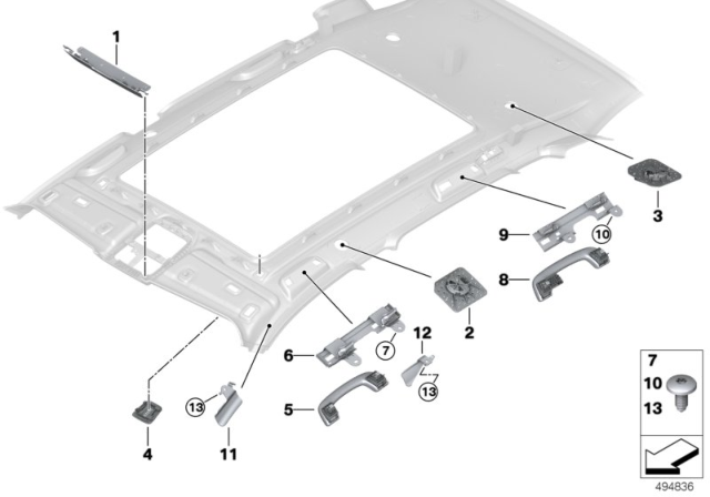 2020 BMW X5 Mounting Parts, Roofliner Diagram