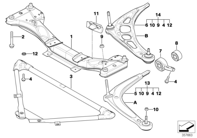 2004 BMW 325i Front Axle Support / Wishbone Diagram 1