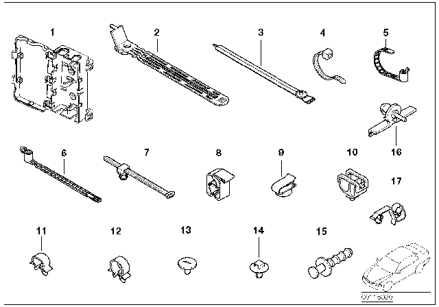 2002 BMW 745i Various Cable Holders Diagram