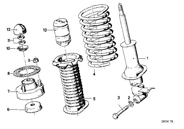 1981 BMW 633CSi Rear Right Shock Absorber Diagram for 37121126754