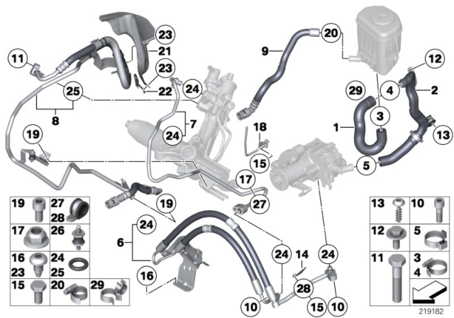 2012 BMW 750Li Hydro Steering - Oil Pipes Diagram