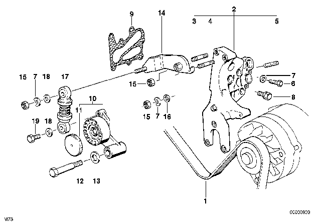 1998 BMW 750iL Belt Drive For Alternator / Vane Pump Diagram