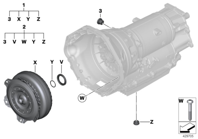 2015 BMW X5 M Torque Converter / Seal Elements (GA8HP75Z) Diagram