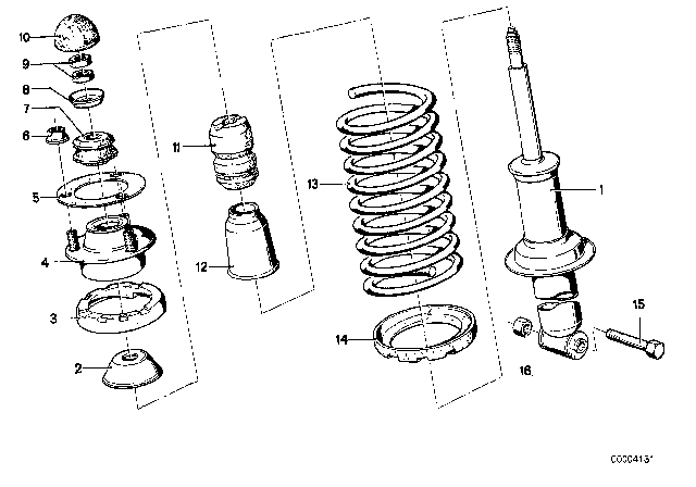 1975 BMW 530i Single Components For Rear Spring Strut Diagram