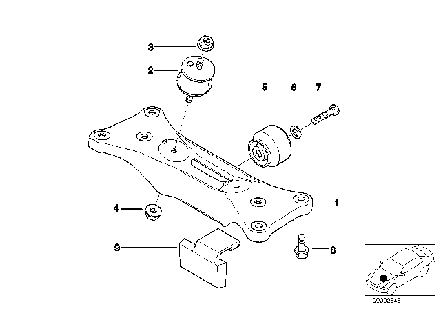 1999 BMW 540i Gearbox Support Diagram for 22321093561