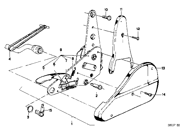1980 BMW 528i Fitting For Reclining Front Seat Diagram