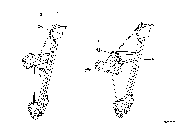 1984 BMW 325e Door Window Lifting Mechanism Diagram 3