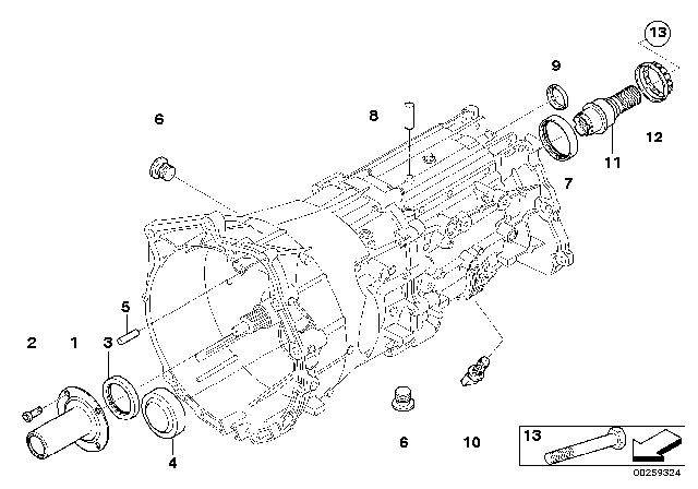 2012 BMW 328i xDrive Gearbox Housing And Mounting Parts (GS6X37BZ) Diagram