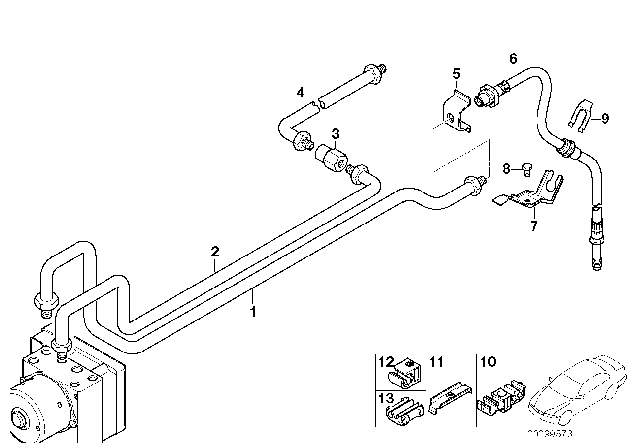 2001 BMW M3 Rear Brake Pipe DSC Diagram 2