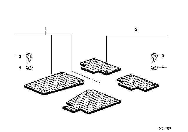 2005 BMW 325Ci Rubber Mat Diagram