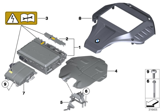 2011 BMW X6 Cover, Power Electronics Diagram for 12367591648