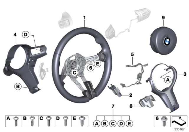 2013 BMW 650i xDrive M Sports Steering Wheel, Airbag Diagram