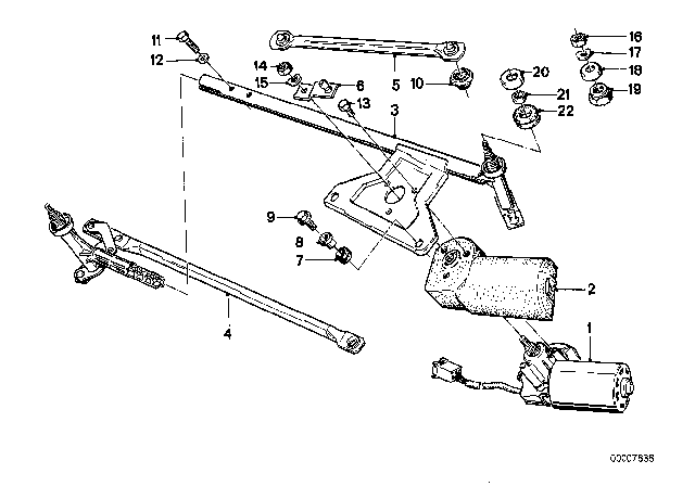 1979 BMW 733i Front Windshield Wiper Motor Diagram for 61611373187