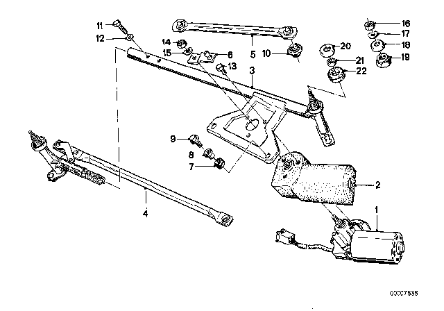 1984 BMW 733i Single Wiper Parts Diagram 2