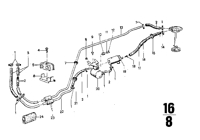 1976 BMW 3.0Si Electric Fuel Pump Diagram for 16121107414