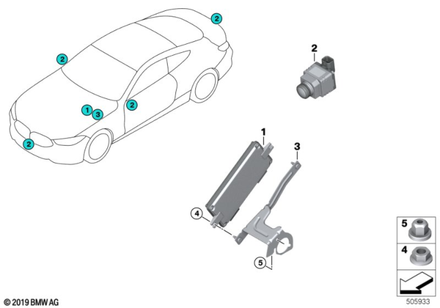 2020 BMW 840i xDrive Ecu, Surround View Camera Diagram for 66519458746