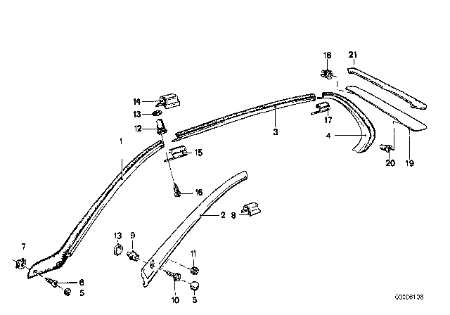 1983 BMW 733i Moulding Drip Moulding Diagram