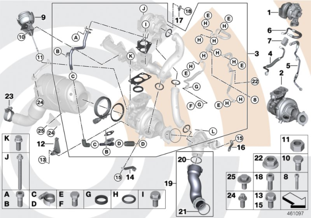 2010 BMW 335d Installation Kit, Turbocharger Diagram for 11652411690