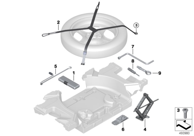 2020 BMW X3 Tool Kit / Lifting Jack Diagram