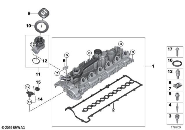 2009 BMW 335d Cylinder Head Cover Diagram
