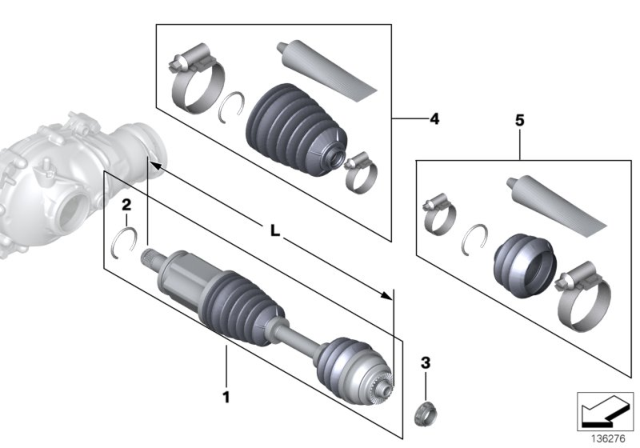 2005 BMW X3 Final Drive (Front Axle), Output Shaft, 4Wheel Diagram