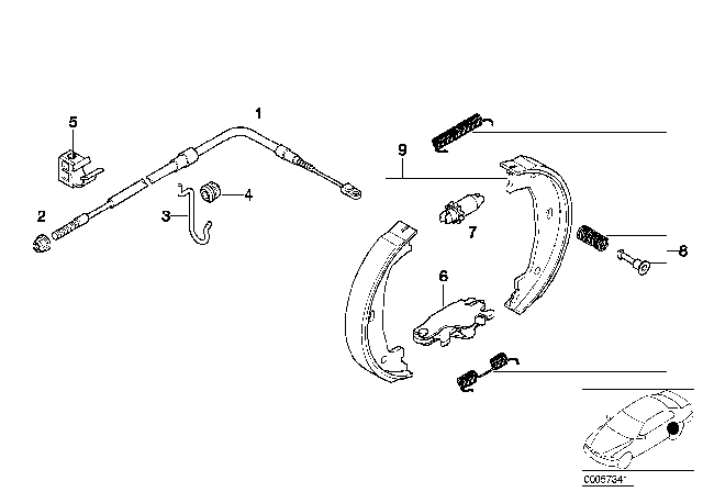 2002 BMW Z8 Hand Brake Bowden Cable Diagram for 34411165928
