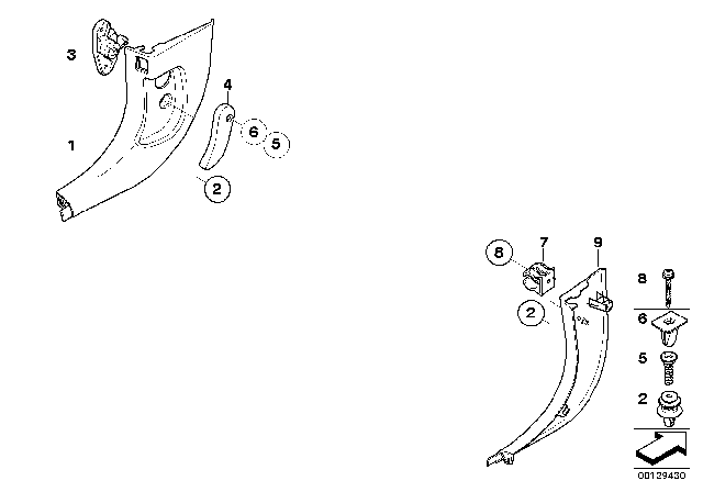 2005 BMW 645Ci Trim Panel Leg Room Diagram