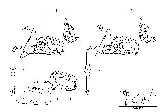 2000 BMW 323Ci Outside Mirror Diagram 3