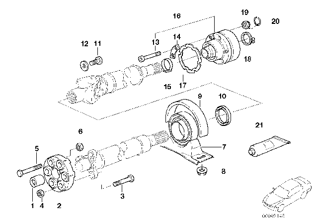 2001 BMW 525i Drive Shaft-Center Bearing-Constant Velocity Joint Diagram