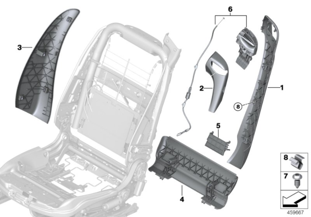 2019 BMW 440i Set, Front, Backrest Trims Diagram