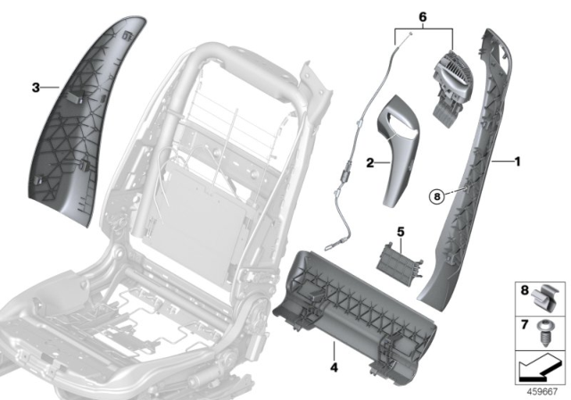 2017 BMW 430i Set, Front, Backrest Trims Diagram