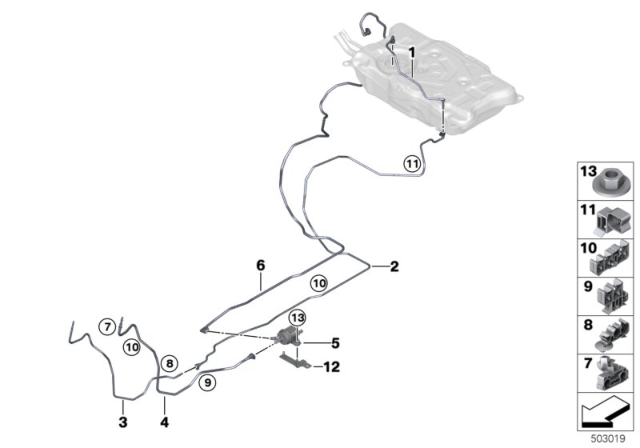 2020 BMW X3 Front Fuel Feed Line Diagram for 16117404856