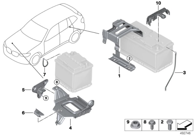 2020 BMW X4 Battery Mounting Parts Diagram