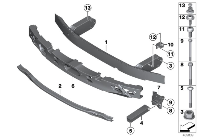 2014 BMW 550i GT xDrive Support, Front Diagram