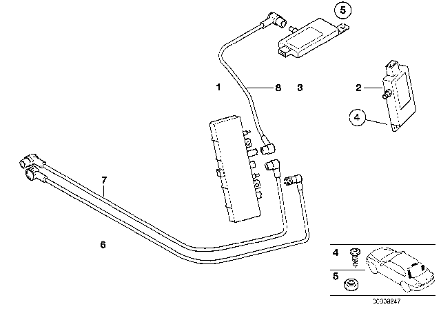 2001 BMW 525i Antenna Cable Diversity Diagram for 65248370605