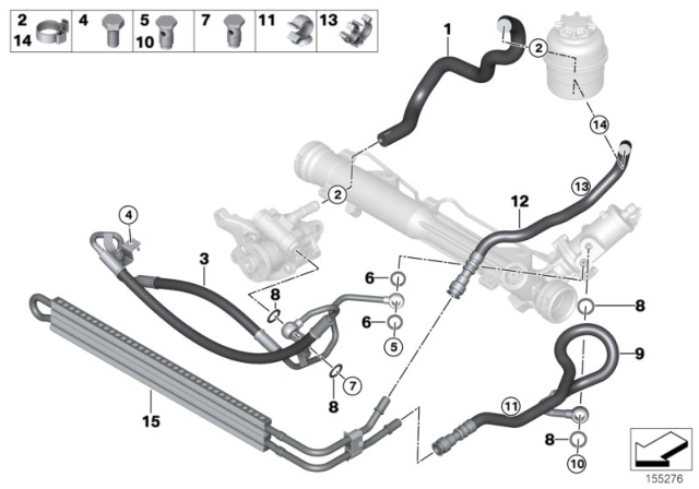 2008 BMW 335i Hydro Steering - Oil Pipes Diagram