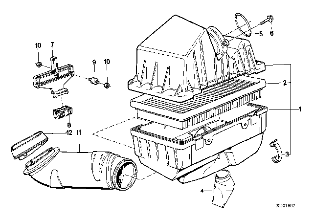 1992 BMW 750iL Intake Silencer Left Diagram for 13711718311
