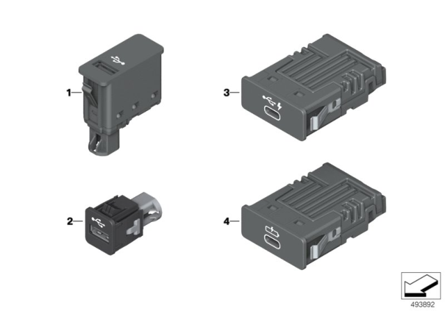 2020 BMW i3s USB / Aux-In Socket Diagram