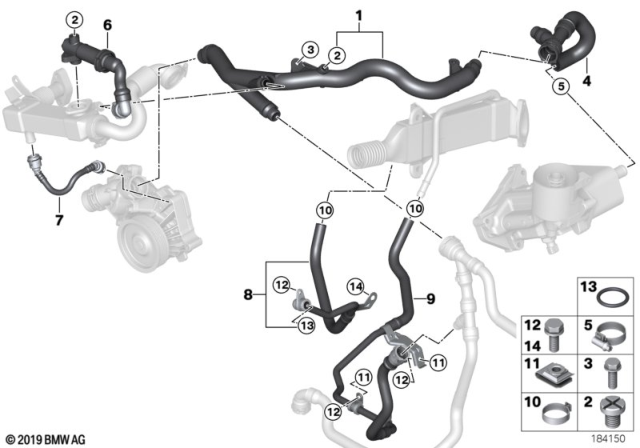 2010 BMW X5 Cooling System - Water Hoses Diagram
