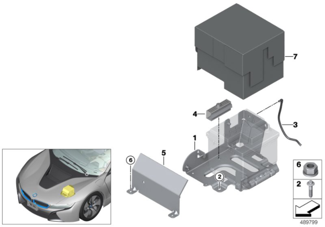 2014 BMW i8 Battery Holder And Mounting Parts Diagram