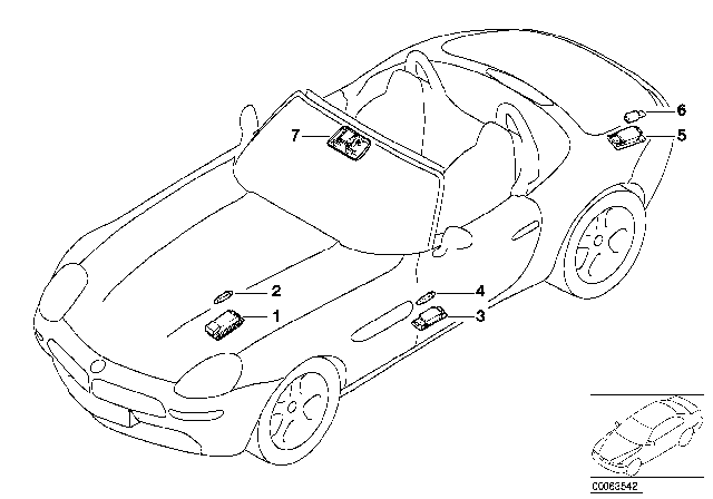 2002 BMW Z8 Luggage Compartment Light/Trunk Lid Diagram for 63318382358